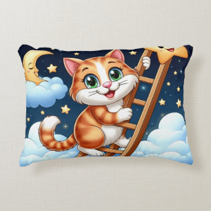 Coussins Décoratifs Joli Petit Chat Grimpe l'Échelle jusqu'à la Lune