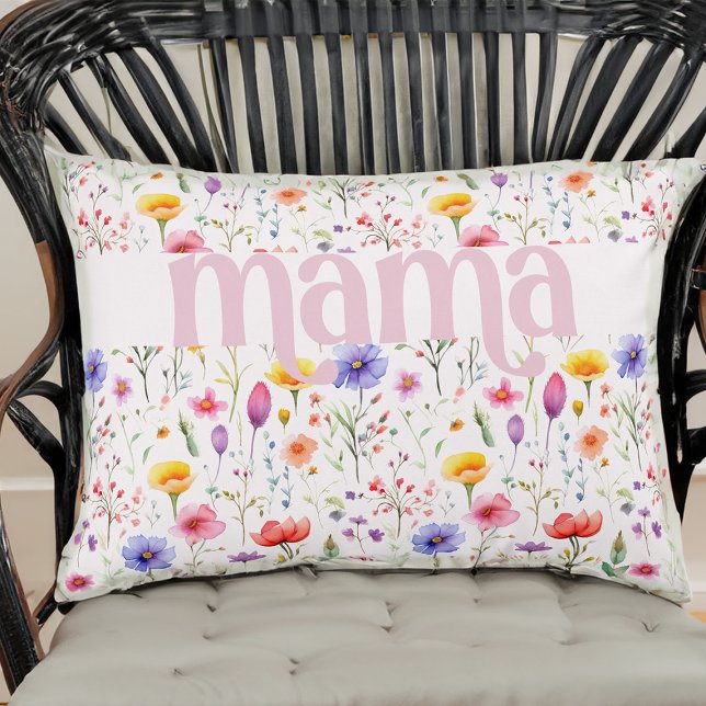 Coussins Décoratifs Joli rose Fleur sauvage Motif Mama (Mama accent pillow from my Mother's Day Wildflower Collection)