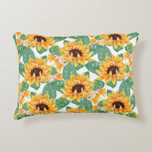 Coussins Décoratifs Joli tournesol Jaune & Motif vert