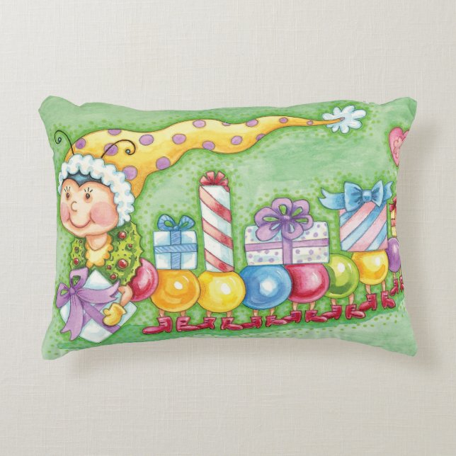 Coussins Décoratifs Joli train chenille de Noël avec cadeaux (Devant)