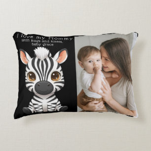 Coussins Décoratifs Jolie art de bébé zèbre, nom de l'enfant et messag