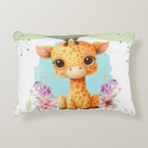 Coussins Décoratifs Jolie girafe à thème floral personnalisé
