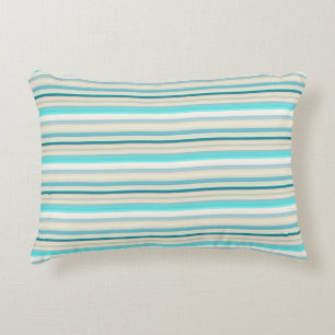 Coussins Décoratifs Jolies rayures aqua blanc