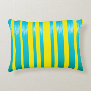 Coussins Décoratifs Jolies rayures aqua jaune