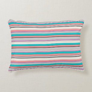 Coussins Décoratifs Jolies rayures grises aqua