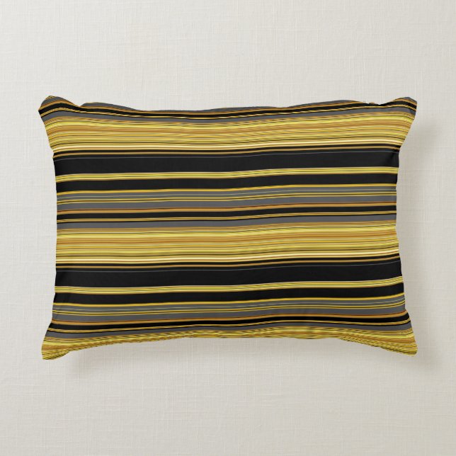 Coussins Décoratifs Jolies rayures noires dorées (Devant)