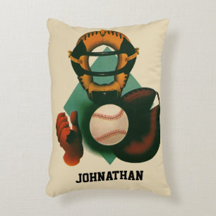 Coussins Décoratifs Joueur de baseball de sport vintage, receveur avec