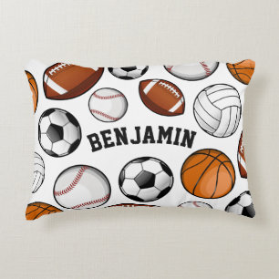 Coussins Décoratifs Joueur sportif assisté Nom personnalisé Blanc