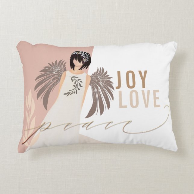 Coussins Décoratifs Joy Love Peace Angel Dusty Rose (Devant)