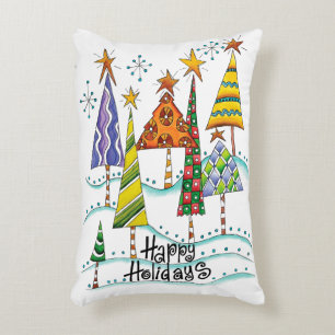 Coussins Décoratifs Joyeuses Fêtes ! Jolis Arbres de Noël avec Étoiles