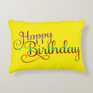 Coussins Décoratifs JOYEUX ANNIVERSAIRE - design de texte + vos propre