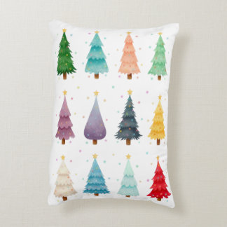 Coussins Décoratifs Joyeux et Lumineux, Arbres de Noël à l'aquarelle