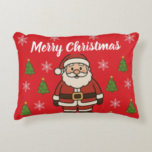 Coussins Décoratifs Joyeux Noël Dessin Animé Père Noël Amusant Rouge