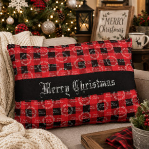 Coussins Décoratifs Joyeux Noël en Plaid Rustique de Buffalo