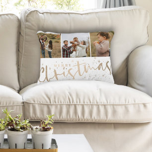 Coussins Décoratifs Joyeux Noël moderne Faux Or & Photo