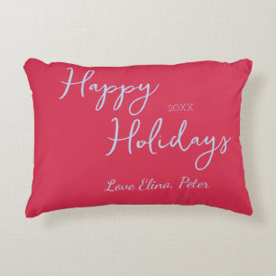 Coussins Décoratifs Joyeux NOËL ROSE BLEU PASTEL MODERNE