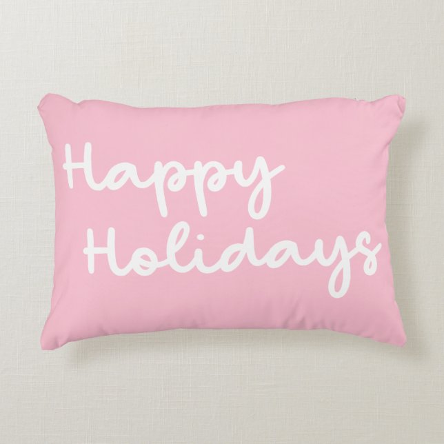 Coussins Décoratifs Joyeux Noël rose mignon lettrage fantaisiste (Devant)