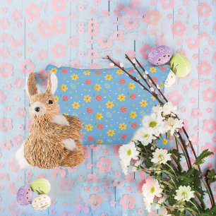 Coussins Décoratifs Joyeux Oeufs De Lapin De Pâques Floral Bleu