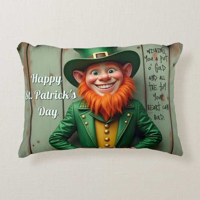Coussins Décoratifs Joyeux Saint Patrick's Day Leprechaun (Devant)