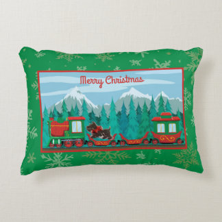 Coussins Décoratifs Joyeux train de Noël avec chien