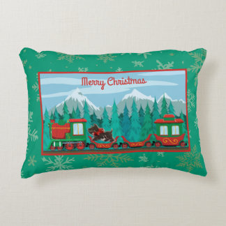 Coussins Décoratifs Joyeux train de Noël avec chien
