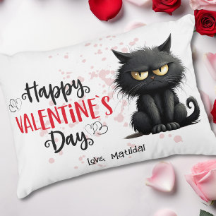 Coussins Décoratifs Joyeux Valentines Jour Drôle Chat Noir