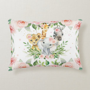 Coussins Décoratifs Jungle Animal Safari rose Floral Girl Salle de soi