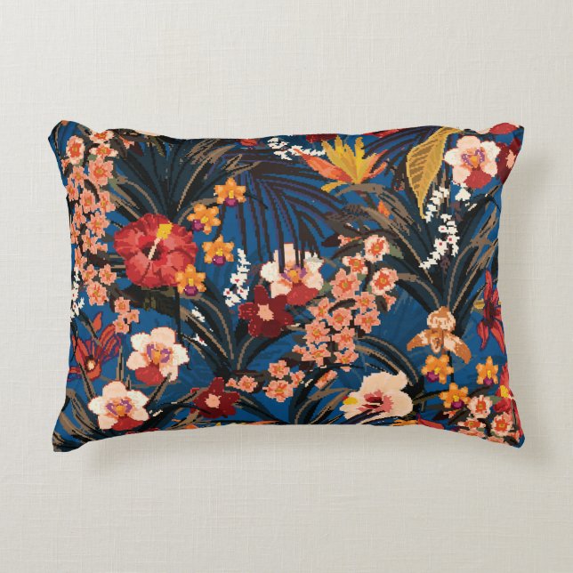 Coussins Décoratifs Jungle Chic : Bleu foncé Exotique. (Devant)