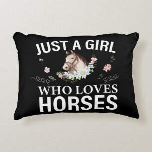 Coussins Décoratifs Juste Une Fille Qui Aime Les Chevaux Floral