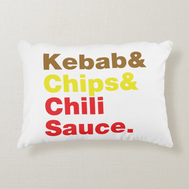 Coussins Décoratifs Kebab & Chips & Sauce Chili. (Devant)