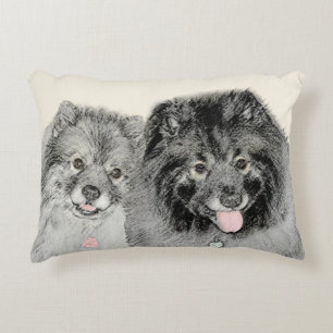 Coussins Décoratifs Keeshond Maman et Son Peinture - Art Chien origina