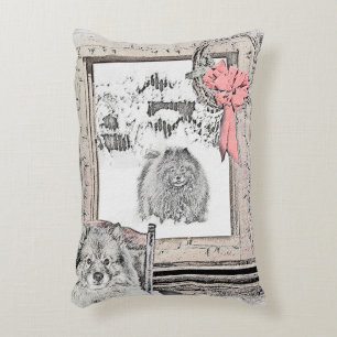 Coussins Décoratifs Keeshond Noël hiver fenêtre Peinture Chien Art