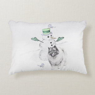Coussins Décoratifs Keeshond Noël Snowman Peinture Chien Art