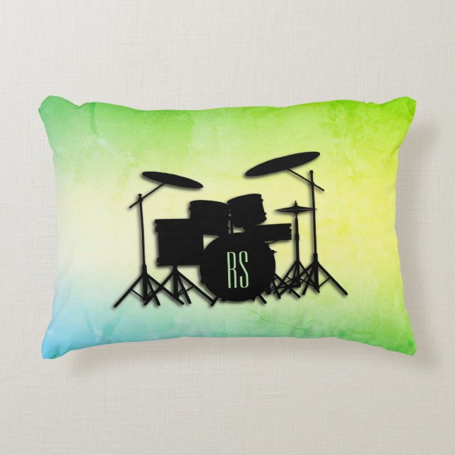 Coussins Décoratifs Kit de batterie Monogram Vert (Devant)