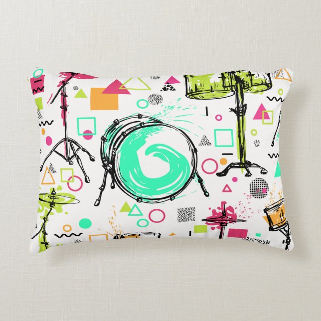 Coussins Décoratifs Kit Tambour : Aquarelle Memphis Retro. (Devant)