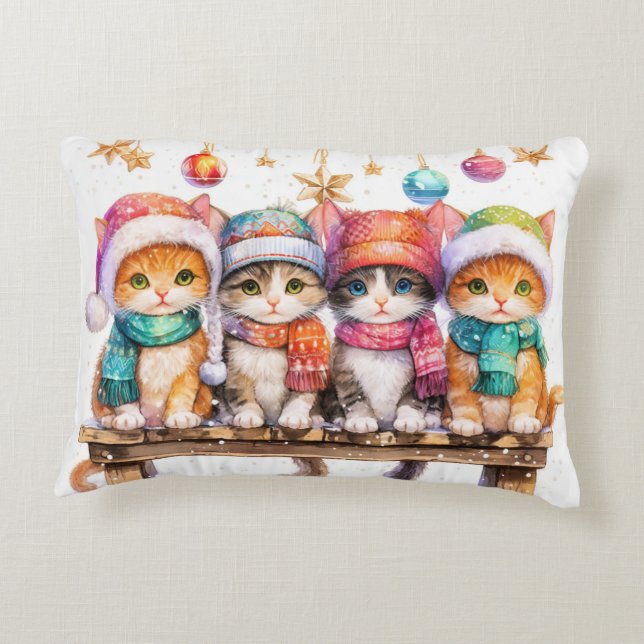 Coussins Décoratifs Kittens Celebrating Christmas, cuddly and cute, (Dos)