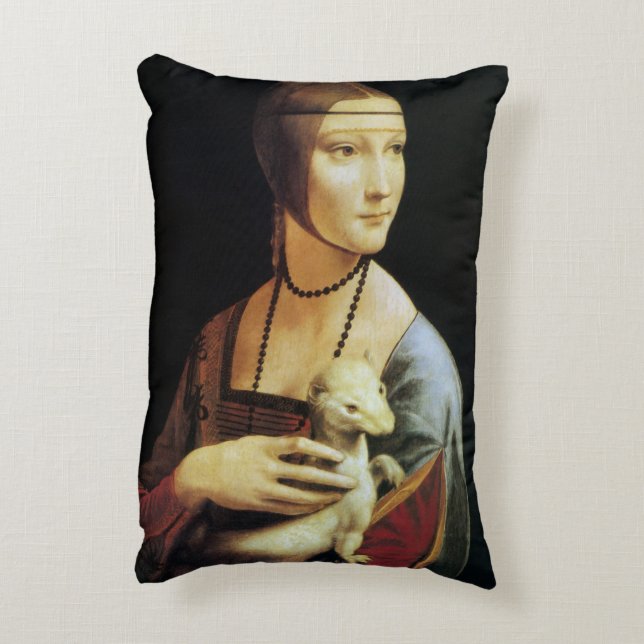 Coussins Décoratifs La Dame à l'hermine de Léonard de Vinci (Dos(Vertical))
