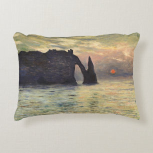 Coussins Décoratifs La Falaise d'Étretat, soleil couchant de Claude Mo