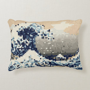 Coussins Décoratifs La grande vague outre de l'art de pixel de bit de
