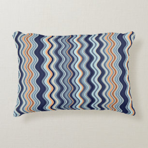 Coussins Décoratifs La marine et les bandes ondulées orange