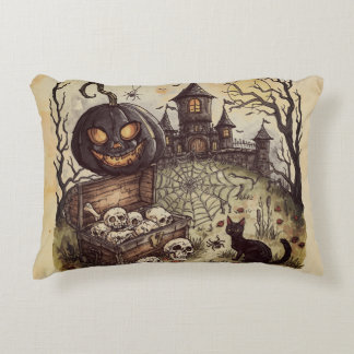 Coussins Décoratifs La nuit d'Halloween : Le citrouille noir effrayant