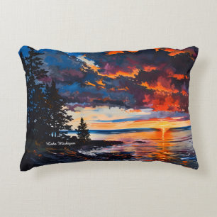 Coussins Décoratifs Lac Michigan Coucher du soleil Nature Design du pa