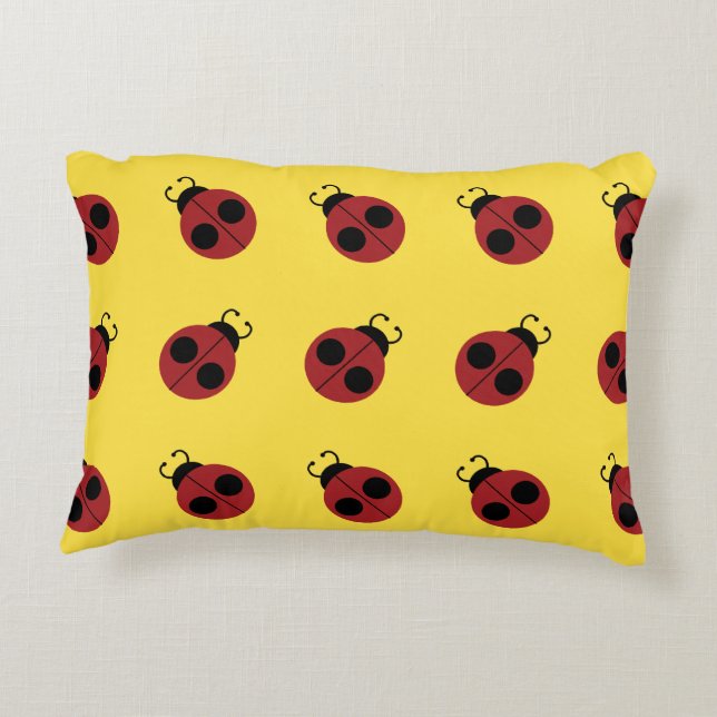 Coussins Décoratifs Ladybug 60s rétro cool rouge jaune (Dos)