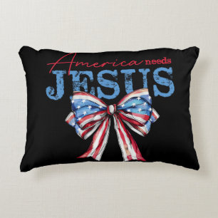 Coussins Décoratifs L'Amérique a besoin de Jésus Christian Drapeau USA