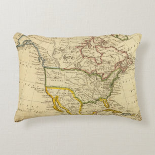 Coussins Décoratifs L'Amérique du Nord a gravé la carte