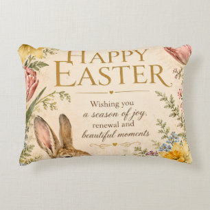 Coussins Décoratifs Lapin de Pâques vintage Fleurs de jardin de bienve