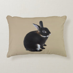 Coussins Décoratifs Lapin Mini Rex Brown foncé et blanc
