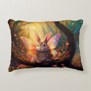 Coussins Décoratifs Lapin Whimsical dans une forêt enchantée
