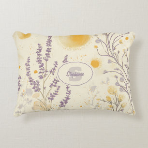 Coussins Décoratifs Lavande blanche et motif floral jaune