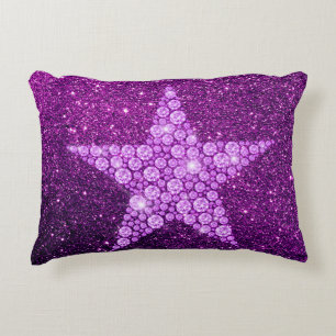 Coussins Décoratifs Lavender Diamond Star Purple Faux Parties scintill